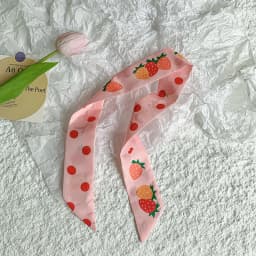 New Luxury Fruit Design Women Long Scarf Chiffon Silk Scarves Rubber Red Tie Black Bag Ribbon Headbands Bag Scarves Neckerchief