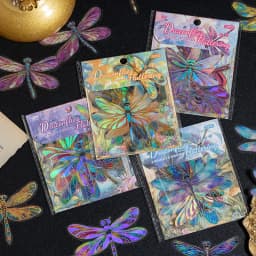 20pcs Kawaii beautiful colored dragonfly PET die-cutting hot stamping sticker Collage Junk Journal scrapbook decoration supplies