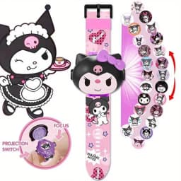 Sanrio Hello Kitty Toys Set 3D Projection Digital Watch Cinnamoroll Kuromi Melody Anime Action Figures Model Toy
