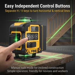L FINE Green Beam Laser Level 16 Lines 3D 360° Horizontal & Vertical Self-Leveling Measuring Tool – Model 360-01