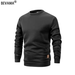 Men's Warm Crew Neck Sweatshirt Fleece Lined Thermal Pullover Autumn Winter Fashion Casual Sweater Loose Knit Long Sleeve Hoodie