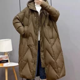 Retro Commuting Loose And Thick Down Cotton jacket for women, New Over The Knee long Plus Size Hooded Parka Winter Outwear Red