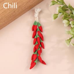 1String 1:12 Dollhouse Miniature Garlic Chili Pepper Whole String Condiment Kitchen Food Model Living Scene Decor Toy