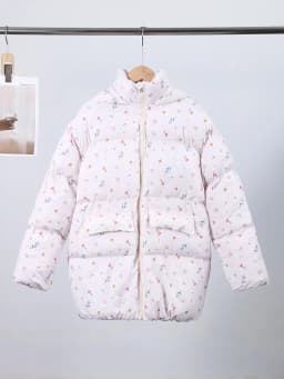 Unique Hooded Women's Winter Jacket Elegant Printed Thicken Pockets Full Sleeve Female Cotton Coat 2025 New Woman Coats Outwears