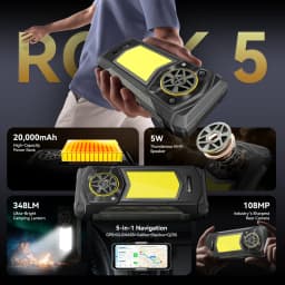 Blackview ROCK 5 Rugged Smartphone, 48GB(12+36) RAM+256GB ROM, 6.78" 2.4K Display, 20000mAh Battery, Android 16, 108MP Camera, NFC,Fingerprint, Camping Lantern,Recognition IR Fill Light,33W Fast Charge