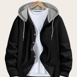 Korean Waffle Hooded Cardigans for Men Spring Autumn Contrast Color Single Breasted Hoodies Breathable Casual Lightweight Jacket