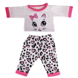 Cute Doll Pattern Pajamas for18inch doll&43 cm Reborn doll Flannel Homewear Set with Cartoon Design, Cozy Sleepwear Loungewear