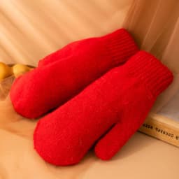 New Women Winter Keep Warm Plus Cashmere Thicken Solid Elasticity Soft Full Fingers Wool Knitting Mittens Gloves Cute Lovely