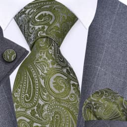 GUSLESON 8cm Blue Black Pink Men Ties Pocket Square Cufflinks Set Paisley Silk Necktie Wedding Business Gift Tie Accessories