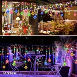 Solar Snowflake LED Lights Outdoor Waterproof IP54 Rating 8 Modes Flashing Wave Steady Light Warm White Colorful Holiday Decor