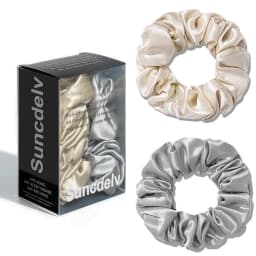2PCS 100% Natural Silk Solid Color Hair Ties High Quality Hair Scrunchies Women Big Hairbands Hair Accessories 22Momme