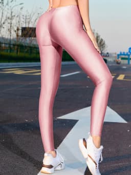 Spring And Summer New Color Elastic Waisted Polyester Glossy Cropped Pants With High Elasticity Slim Fit Solid Color Leggings