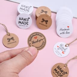 100pcs Vintage Round Paper Gift Tags Blank Thank You And Handmade Labels On The Back For Small Business Packaging With Twine