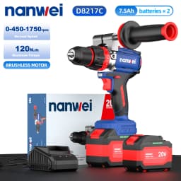 Brushless Cordless Impact Drill NANWEI Cordless 20v 13mm Ice Drill Power Tool 160NM High Torque