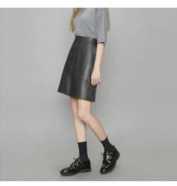 pu leather autumn and winter new design high waist skirt short skirt