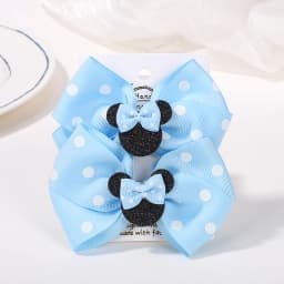 2Pcs/lot 3.9in Big Bows Hair Bangs Clip for Little Girls cartoon Party Headdress Sweet Polka Dot Bow Hair Clip Set