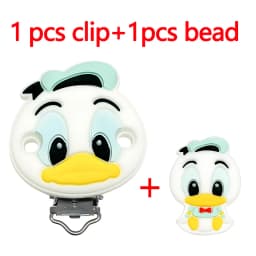2pcs/set Silicone Cartoon Animal Pacifier Clip Molar Bead DIY Pacifier Chain Jewelry Accessories