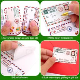 Christmas Gift Tags Stickers 200 Pcs From Santa Name Tags for Christmas Presents Gifts Self Adhesive Labels