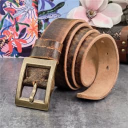 Vintage Heavy Solid Brass Belt Buckle Genuine Leather Belt Men Luxury Ceinture Leather Belt For Men Waist Male Belt Wide MBT0613
