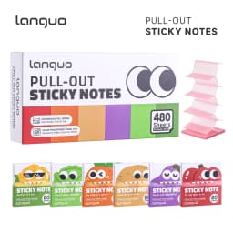 Languo 480Sheets Pull-Type Sticky Note Pearlescent Transparent Paper Self-Adhesive Memo Pads for Office School Stationery Supply