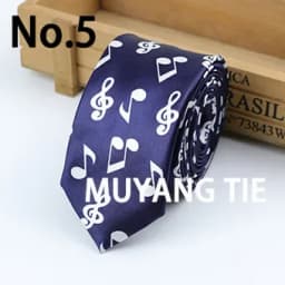 Classic Musical Notes Tie Neck Mens Skinny 5cm Zipper Neckties Red Black Blue White Color Slim Narrow Entertainment Party