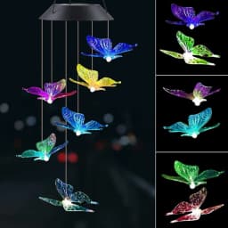 Colorful Wind Chimes LED Solar Lights Hummingbird Butterfly Shape Outdoor Yard Garden Decor Window Porch Home Accessories