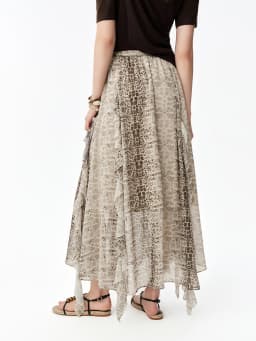 DUSHU Women's 2026 Summer New Dystopia Style Leopard Print Midi Skirt Multi-Layer Ruffled Hem Skirt Multiple Sizes Available
