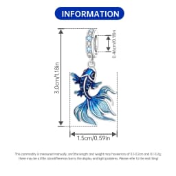 Blue Charm 925 Sterling Silver Ocean Pearls Betta Fish Pendant Birthday Party Gift for Women Bracelet Necklace DIY Beads Jewelry