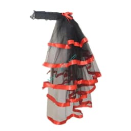 E15F Women's Elastic Waist Layered Long Tulle Skirt Ruffled Mesh Overskirt For Stage Performances Game Wear