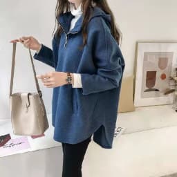 Women's Hooded Sweatshirt Solid Color Half Zipper Pullover With Pockets Loose Comfortable Versatile Casual Daily Wear Sweatshirt