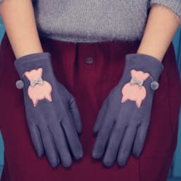 Winter Female Single Layer Warm Cashmere Full Finger Button Cycling Mittens Women Suede Leather Touch Screen Driving Gloves J23