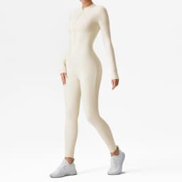 Naked Feel Yoga Unitard with Half Zip, Slimming Dance Bodysuit for Women, Seamless Gym Wear One Piece Workout Suit Spring Autumn