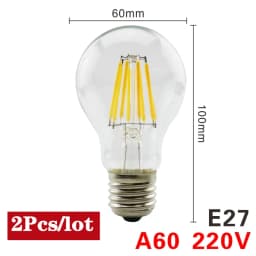 2Pcs E14 LED Bulb E27 220V Filament Light A60 C35 ST64 G80 G95 Edison Glass Bulb Retro Antique Vintage Style Cold White Warm