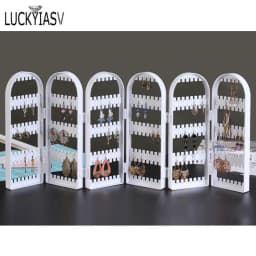 120/180/240/360holes Plastic Clear Earrings Studs Display Rack Folding Screen Earring Jewelry Display Stand Holder Storage Box