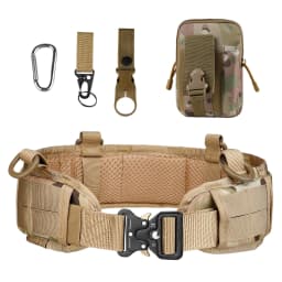 JSJM Tactical Belt Adjustable Belt Outdoor Work Men Belt Combat CS Hunting Paintball Padded Waist Belts Pocket