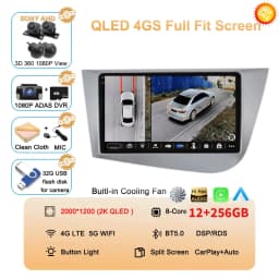 Car Radio Android 16 Navigation GPS Carplay For Seat Leon 2 MK2 2005-2012 Multimedia Video Player Stereo DSP 360 Camera Wifi 4G