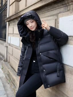 Winter Hooded Black Glossy Down Jacket Female Thick Warm Waterproof Outwears Overcoat Women White Duck Down Parker Down Jackets