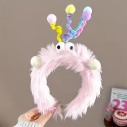 Cute Plush Big-Eyed Twist Stick Headband for Women - Soft, Non-Slip Hair Accessory Perfect for Face Washing & Styling