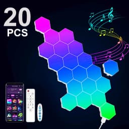 Smart Hexagon LED Wall Lights with App DIY & Remote Control Music Sync RGB Panels for Home Gaming Room Bedroom Living Room Decor Vibrant Geometric Design Indoor Party Festival Wall Decorative Light USB Powered Color Changing Modern Lights