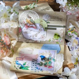 2 pcs/lot Bronzing Flowers birds flat Stickers colorful bird Decorative sticker Diy Scrapbooking material Craft Supplies