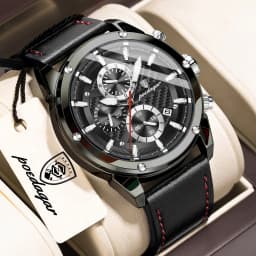 POEDAGAR High Quality Quartz Man Clock Waterproof Luminous Chronograph Date Men Wristwatch Leather Luxury Business Men's Watches