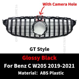 GT Style Front Bumper Grille Grill For Mercedes Benz C W205 C205 Coupe S205 C43 2014-2021 like C180 C200 C250 C300 C260 Tuning