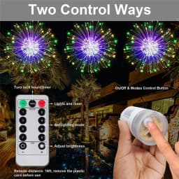 LED Copper Firework Lights, 8 Modes Fairy Starburst Light with Remote Outdoor Decorations for Home, Party, Cafe, Wedding
