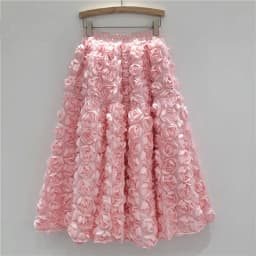 DEAT 2024 Autumn New Versatile Three Dimensional Flower Mid-calf Skirt High Waist Big Swing Fashion A-line Skirts Female 33A2033