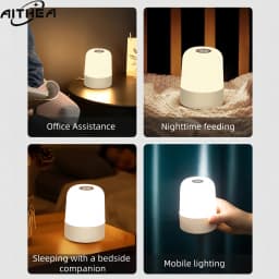 AITHEA Touch Sensor LED Night Light Rechargeable 3-Color Dimmable Portable Bedside Lamp for Bedroom Reading Atmosphere D