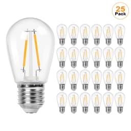 S14 2W Plastic Edison Light Bulbs Vintage Shatterproof E27 Base Warm White Equal to 20W Incandescent String Light Replace Bulb