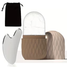 Ice Roller & Stainless Steel Gua Sha Set for Face Eye and Neck Skin Care Beauty Tools to Brighten Skin and Enhance Natural Glow