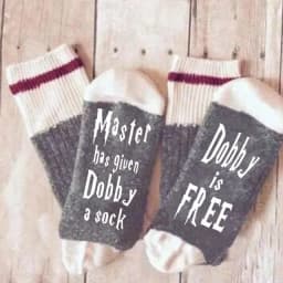 Unisex Novelty Socks 'Master Has Given Dobby a Sock Dobby Is Free' Funny Soft Cotton Letter For Women Men Christmas Present