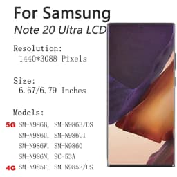 AMOLED Note 20 Ultra Screen For Samsung Galaxy Note20 Ultra 4G 5G N986B LCD Display Touch Screen With Frame Fingerprint N985F