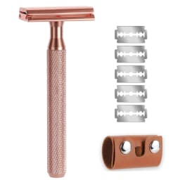 Safety Razor Men's Wet Razor 30° Angle Including 5 Platinum Razor Blades, Safety Razor and Blade Guard